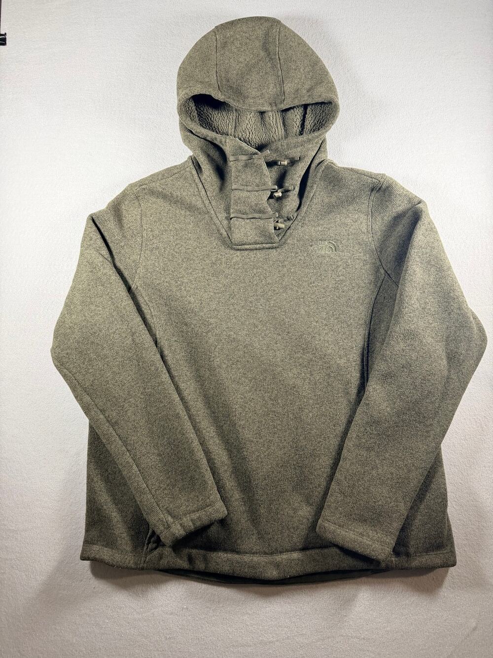 THE NORTH FACE HOODED PULLOVER FLEECE OLIVE GREEN WOMEN’S XXL